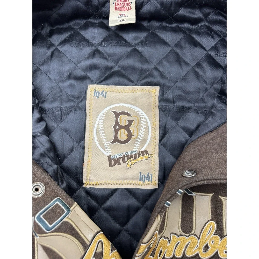 Negro Leagues Baseball Varsity Jacket Mens 3XL Brown New York Brown Bombers Wool